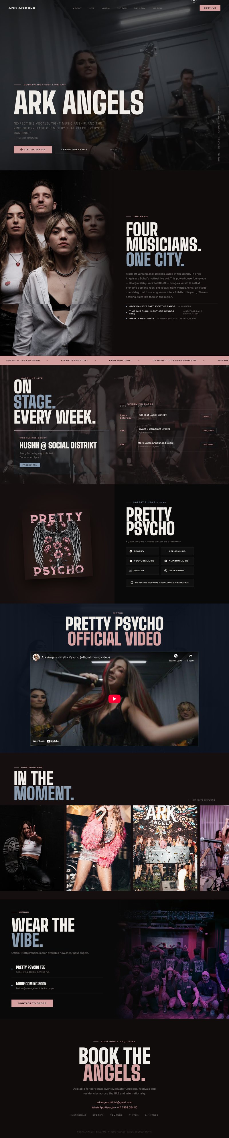 Ark Angels community platform - vibrant website design with event listings and bold layout