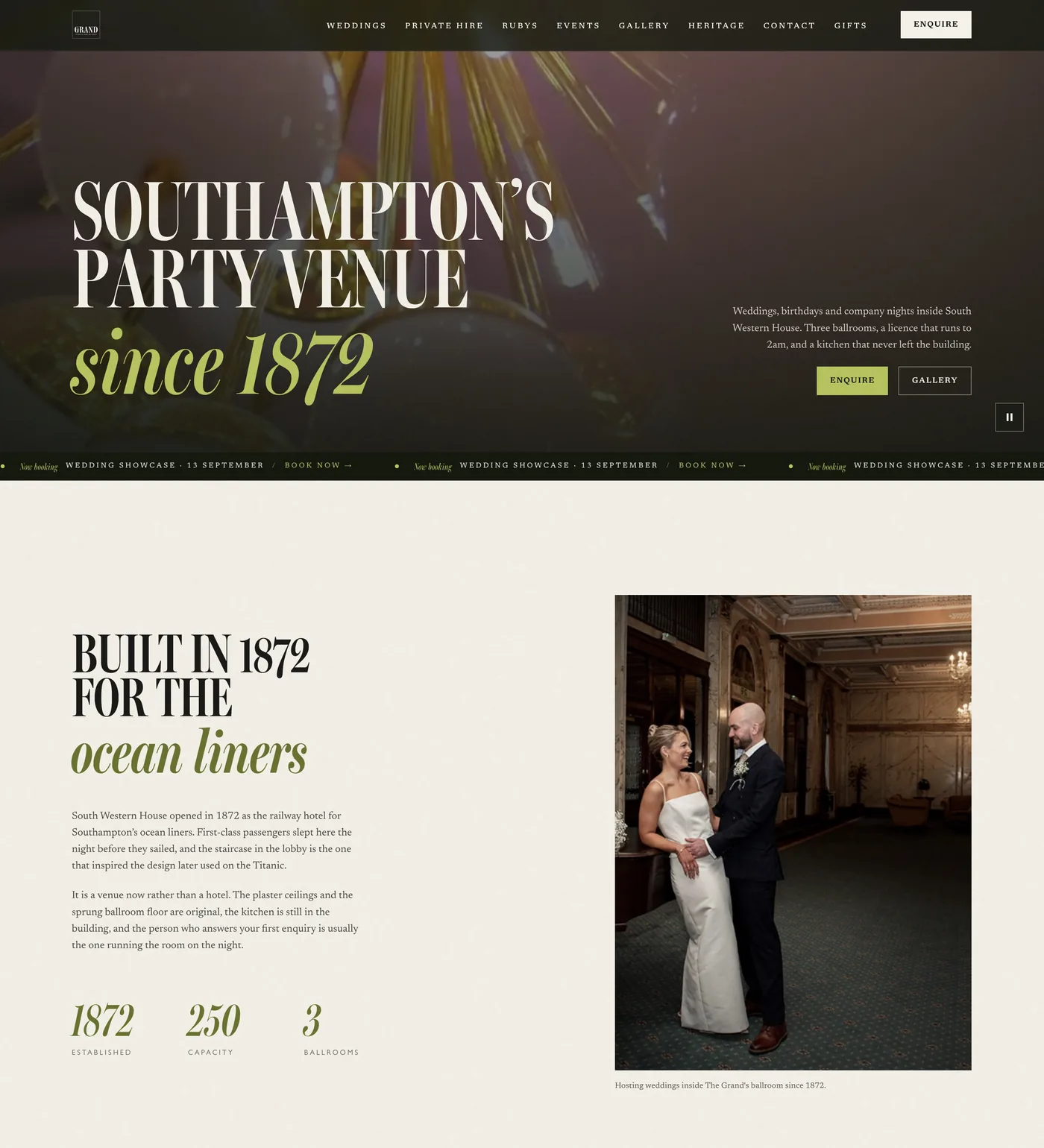 The Grand Southampton website, designed by Kombu