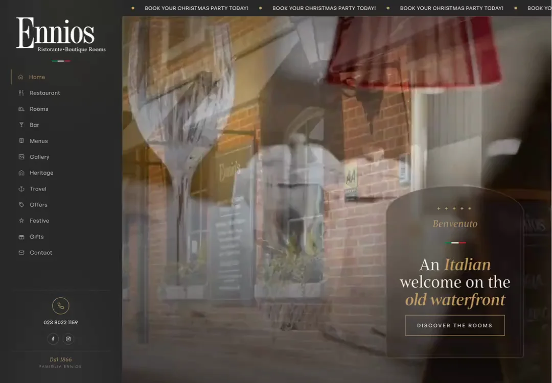 A recorded tour of the Ennio's website on a desktop screen
