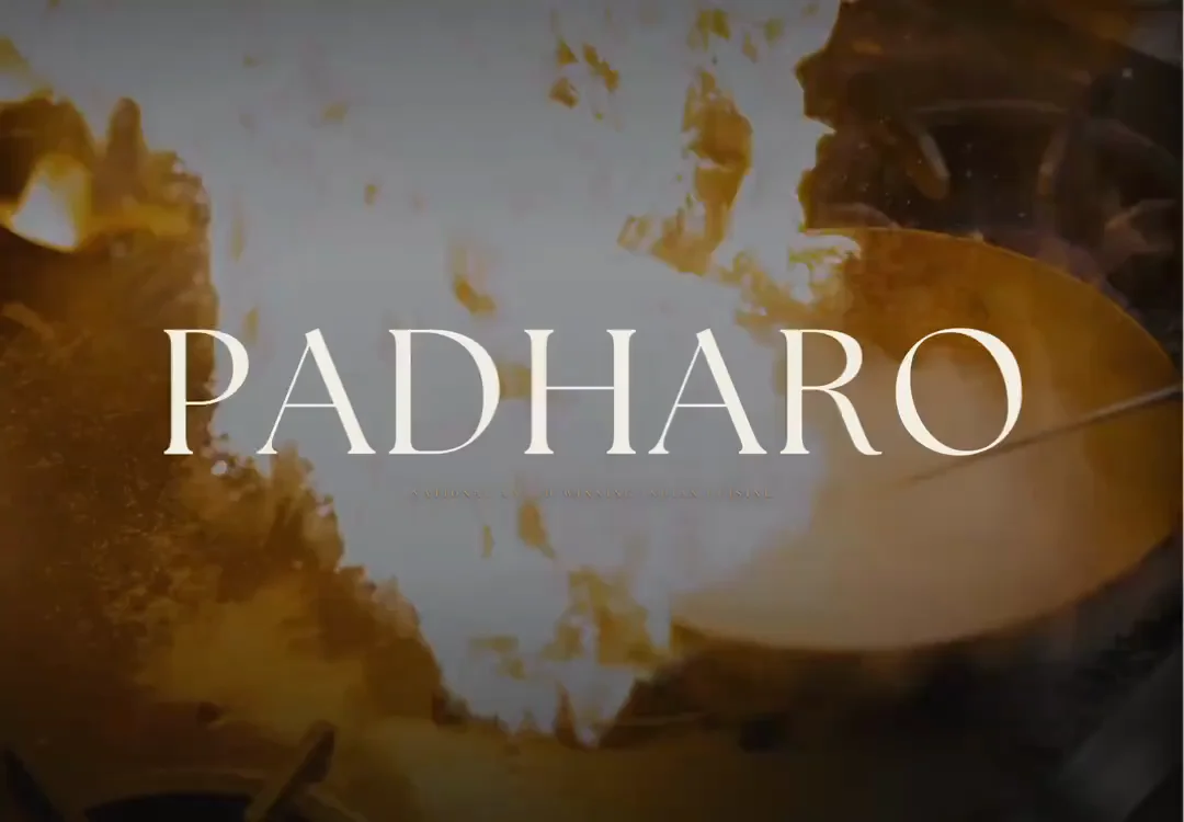A recorded tour of the Padharo website on a desktop screen, from the home page film down through the menu and bookings